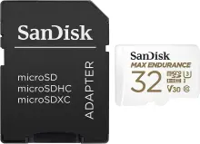 Купить Карта памяти SanDisk microSDHC 32GB Max Endurance Class 10 UHS-I U3 V30 с SD-адаптером (SDSQQVR-032G-GN6IA) - фото 2
