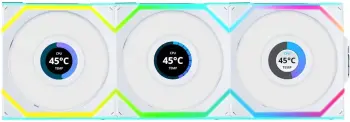 Купити Вентилятор Lian Li Uni Fan SL Wireless LCD 120 Reverse Blade White 3-Pack. (G99.12RSLLCD1W3W.00) - фото 1