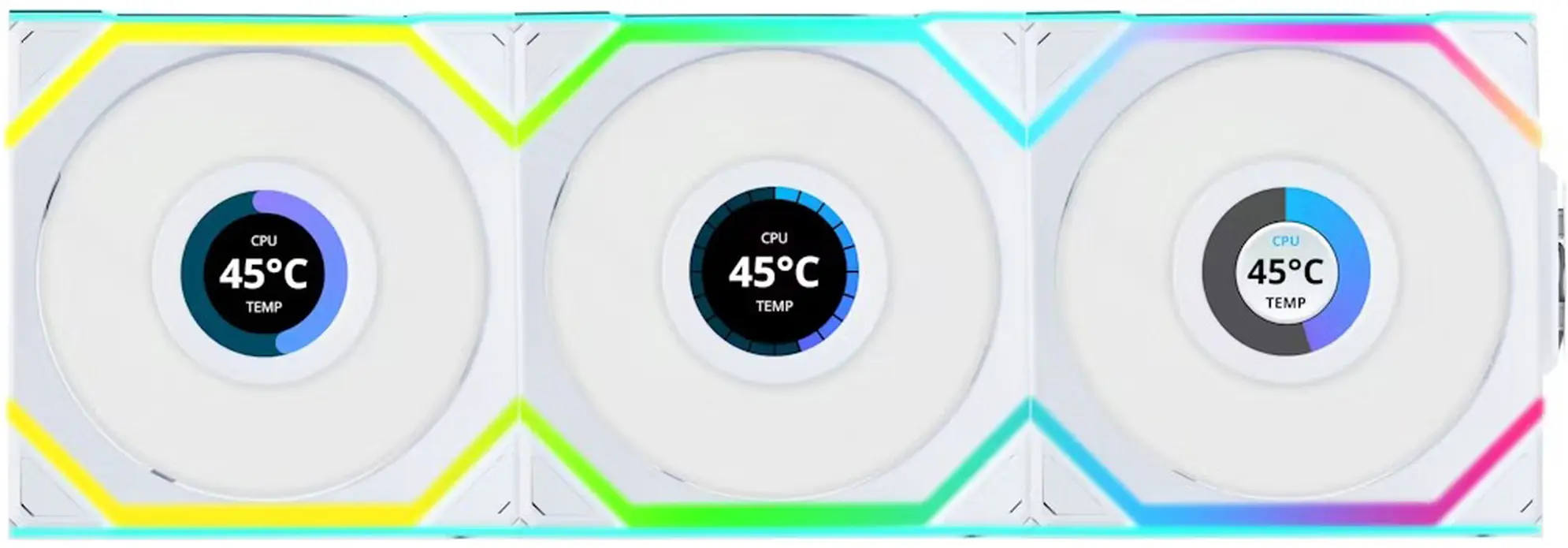Купити Вентилятор Lian Li Uni Fan SL Wireless LCD 120 Reverse Blade White 3-Pack. (G99.12RSLLCD1W3W.00) - фото 1