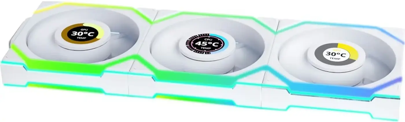Купити Вентилятор Lian Li Uni Fan SL Wireless LCD 120 Reverse Blade White 3-Pack. (G99.12RSLLCD1W3W.00) - фото 2