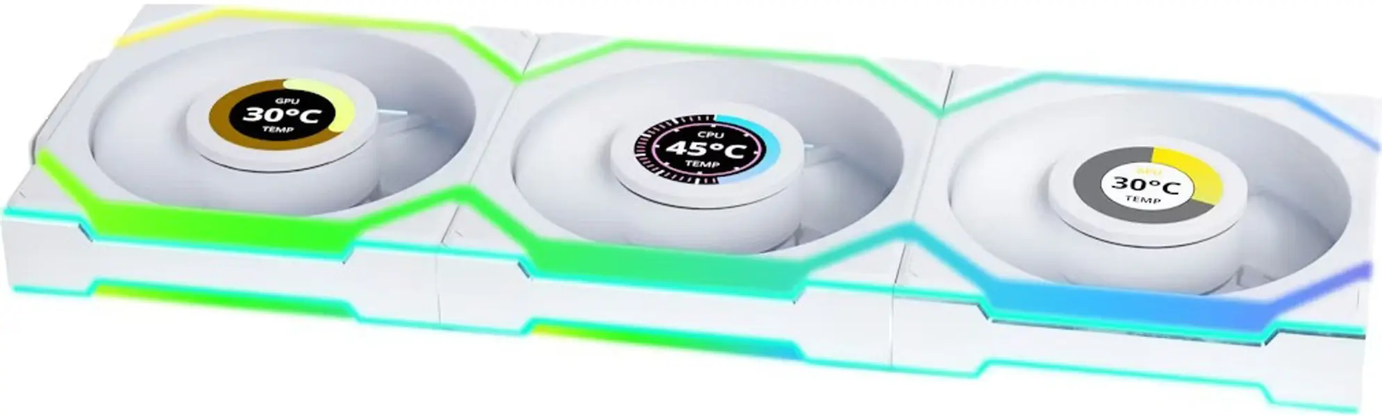 Купити Вентилятор Lian Li Uni Fan SL Wireless LCD 120 Reverse Blade White 3-Pack. (G99.12RSLLCD1W3W.00) - фото 2