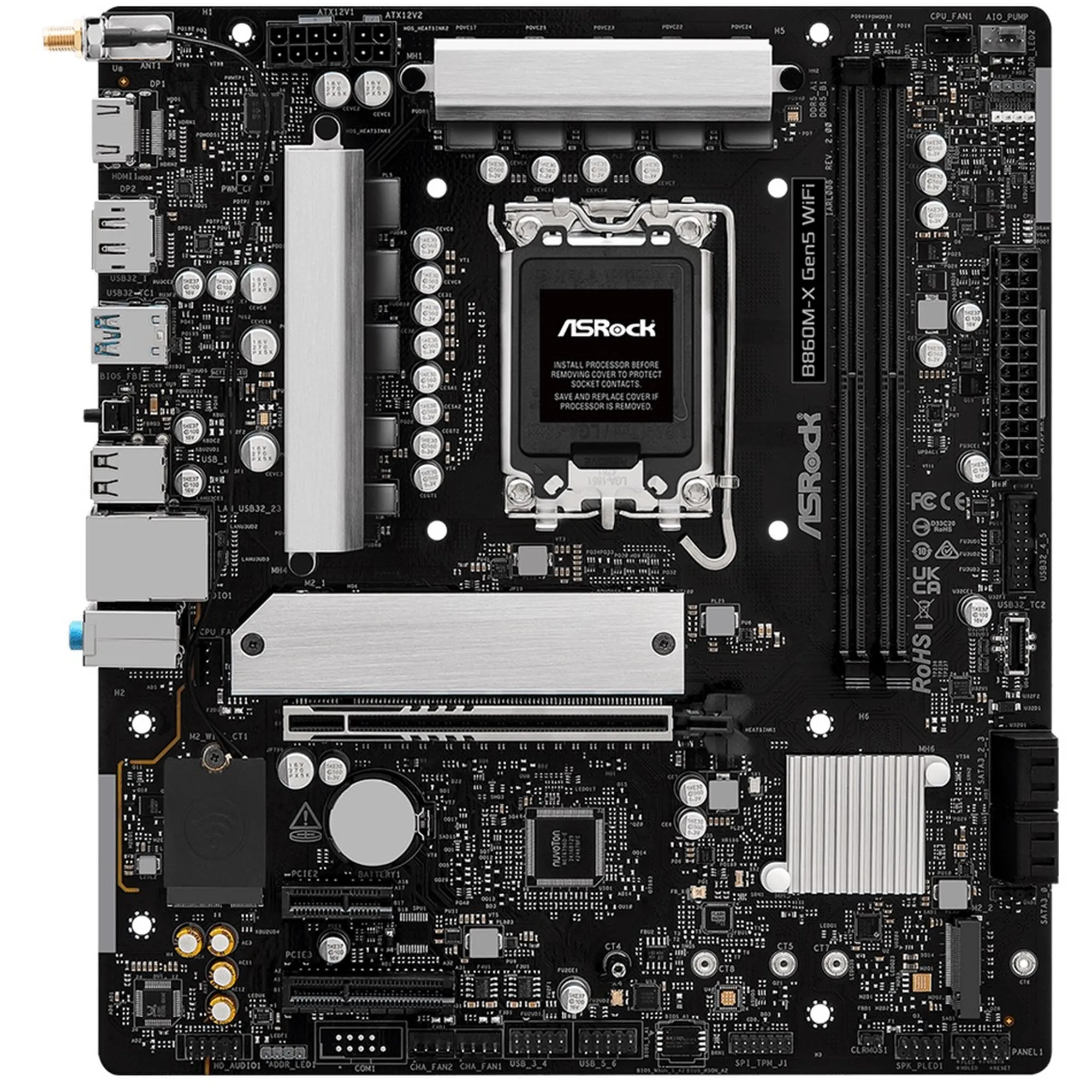 Купити Материнська плата ASRock B860M-X Gen5 WiFi (s1851, Intel B860, DDR5, mATX) - фото 2