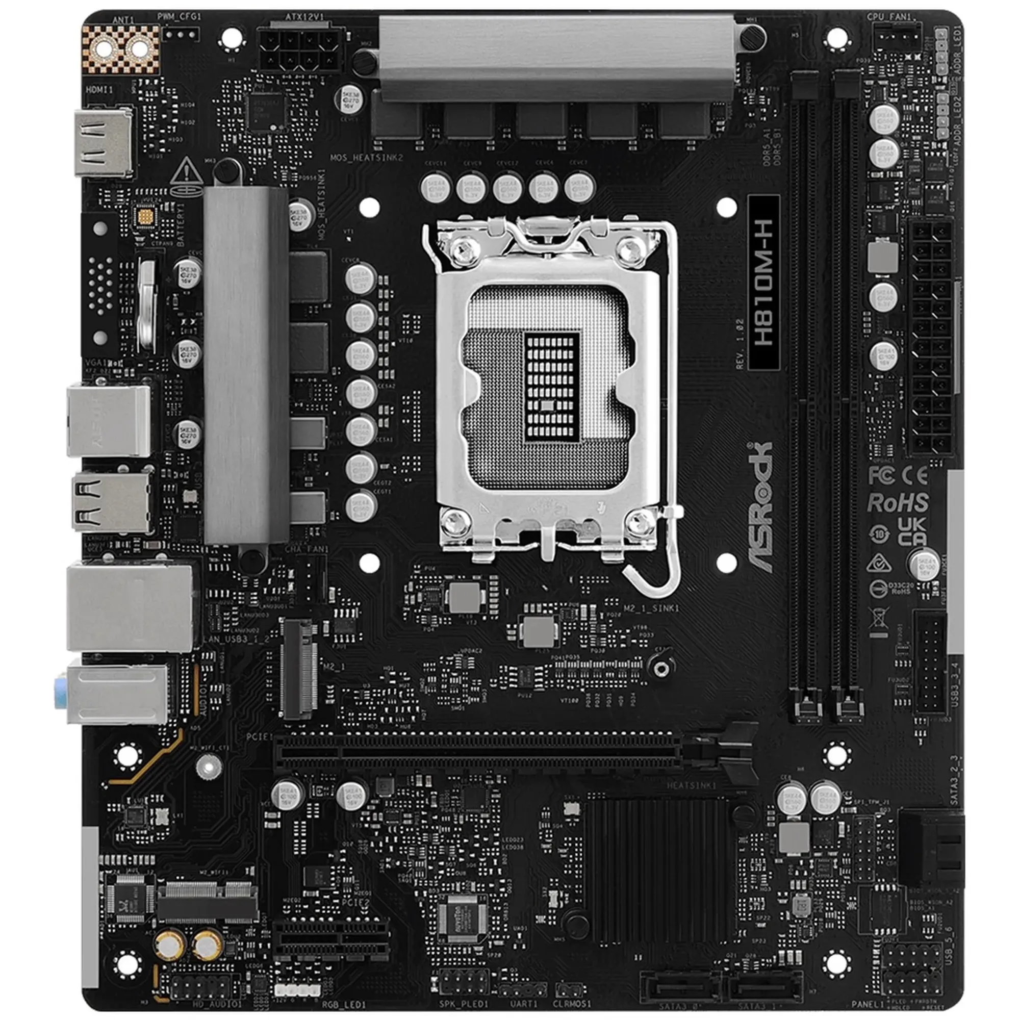 Купити Материнська плата ASRock H810M-H (s1851, Intel H810, DDR5, mATX) - фото 2