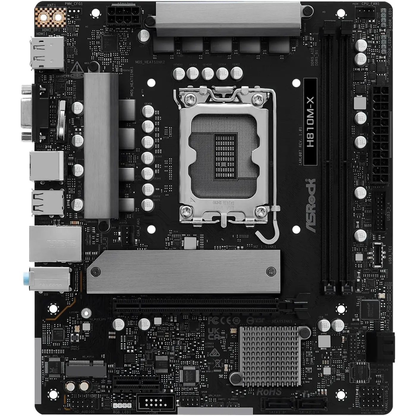 Купити Материнська плата ASRock H810M-X (s1851, Intel H810, DDR5, mATX) - фото 2