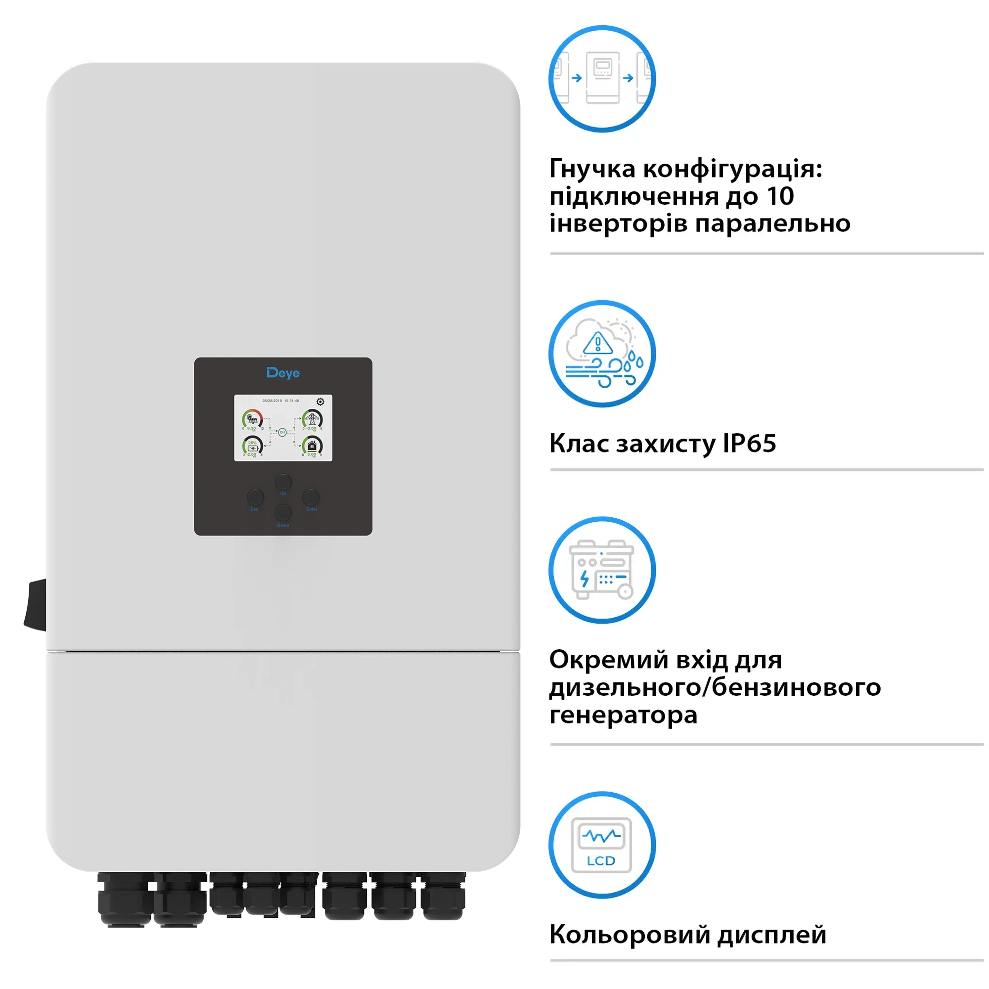 Купити Гібридний інвертор DEYE SUN-6K-SG05LP3-EU-SM2 6KW 48V 2 MPPT Wi-Fi 220/380V Трифазний (SUN-6K-SG05LP3-EU-SM2) - фото 5