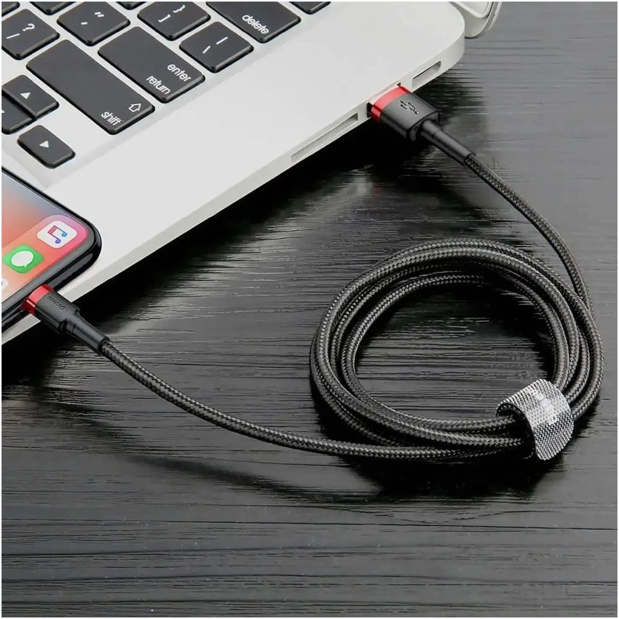 Купить Кабель Baseus Cafule Lightning 2.4A 1m Red/Black (CALKLF-B19) - фото 6