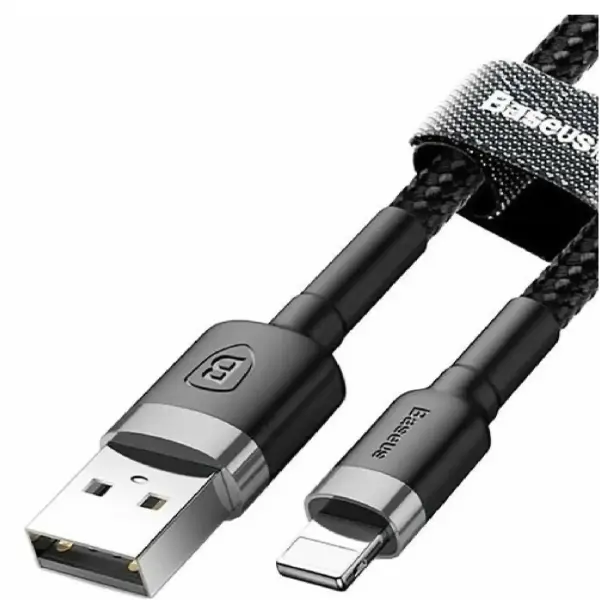 Купить Кабель Baseus Cafule USB - Lightning 2.4A 1m Gray/Black (CALKLF-BG1) - фото 3