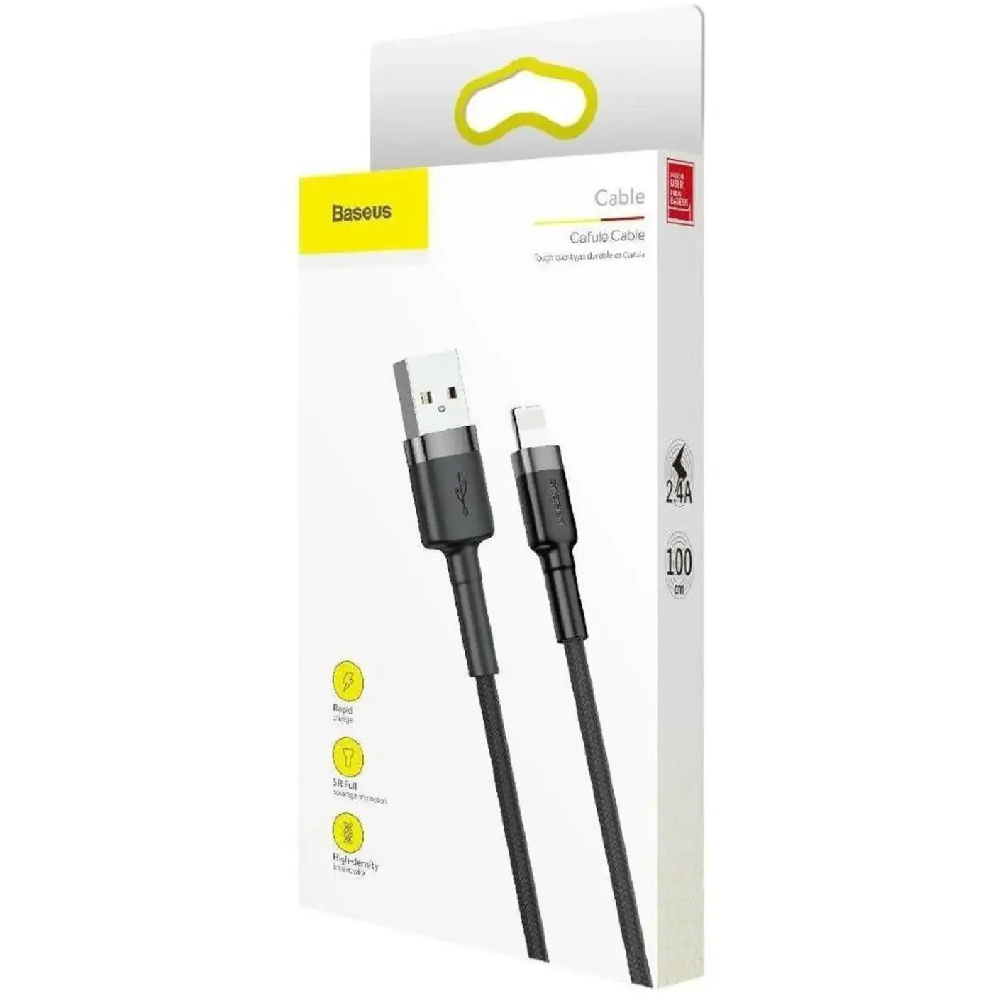 Купить Кабель Baseus Cafule USB - Lightning 2.4A 1m Gray/Black (CALKLF-BG1) - фото 4