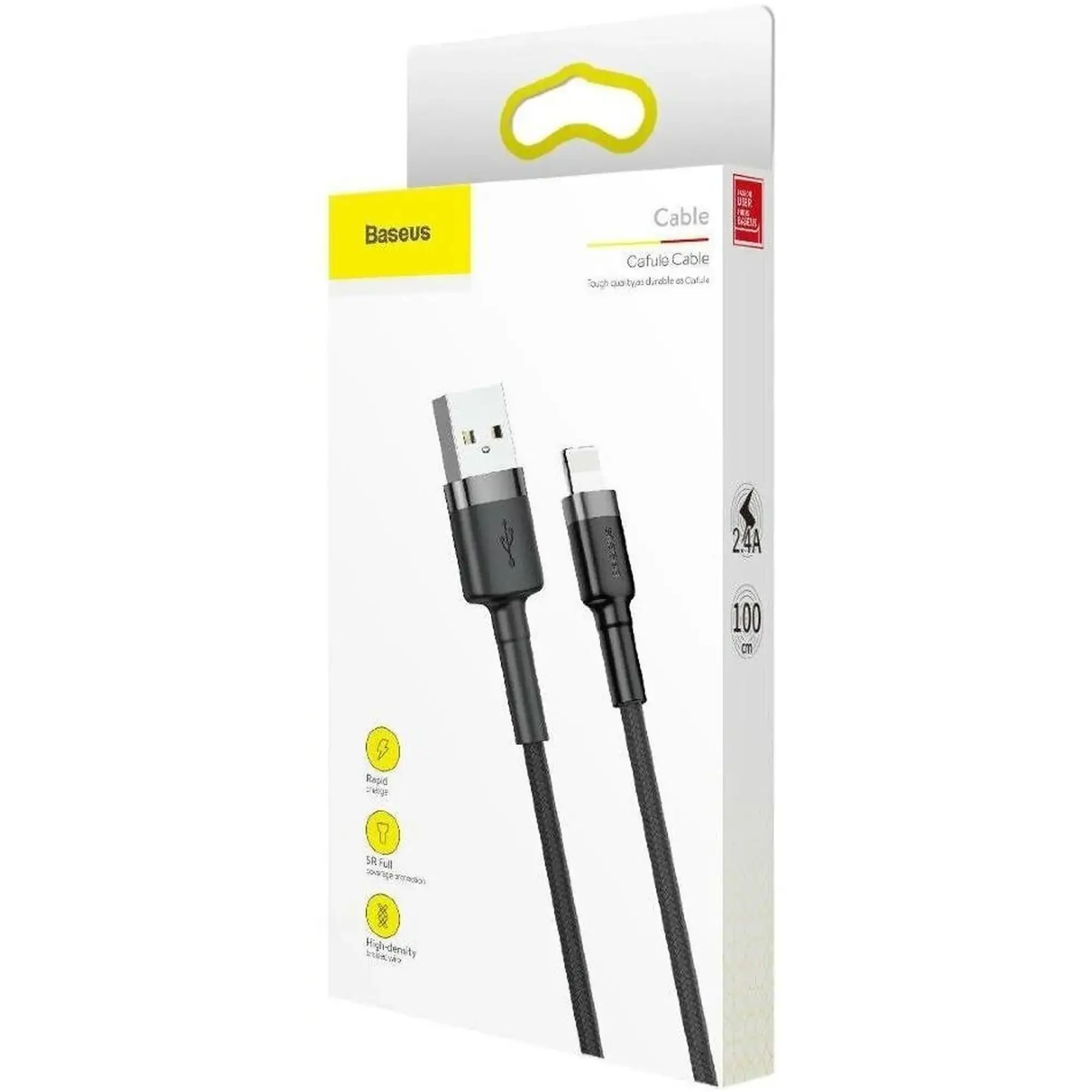 Купить Кабель Baseus Cafule USB - Lightning 2.4A 1m Gray/Black (CALKLF-BG1) - фото 4