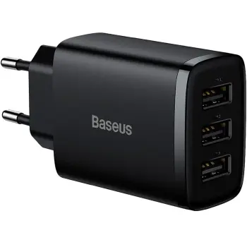 Купити Зарядний пристрій Baseus Compact Charger 3U 17W EU Black (CCXJ020101) - фото 1