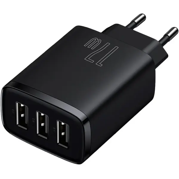Купити Зарядний пристрій Baseus Compact Charger 3U 17W EU Black (CCXJ020101) - фото 3