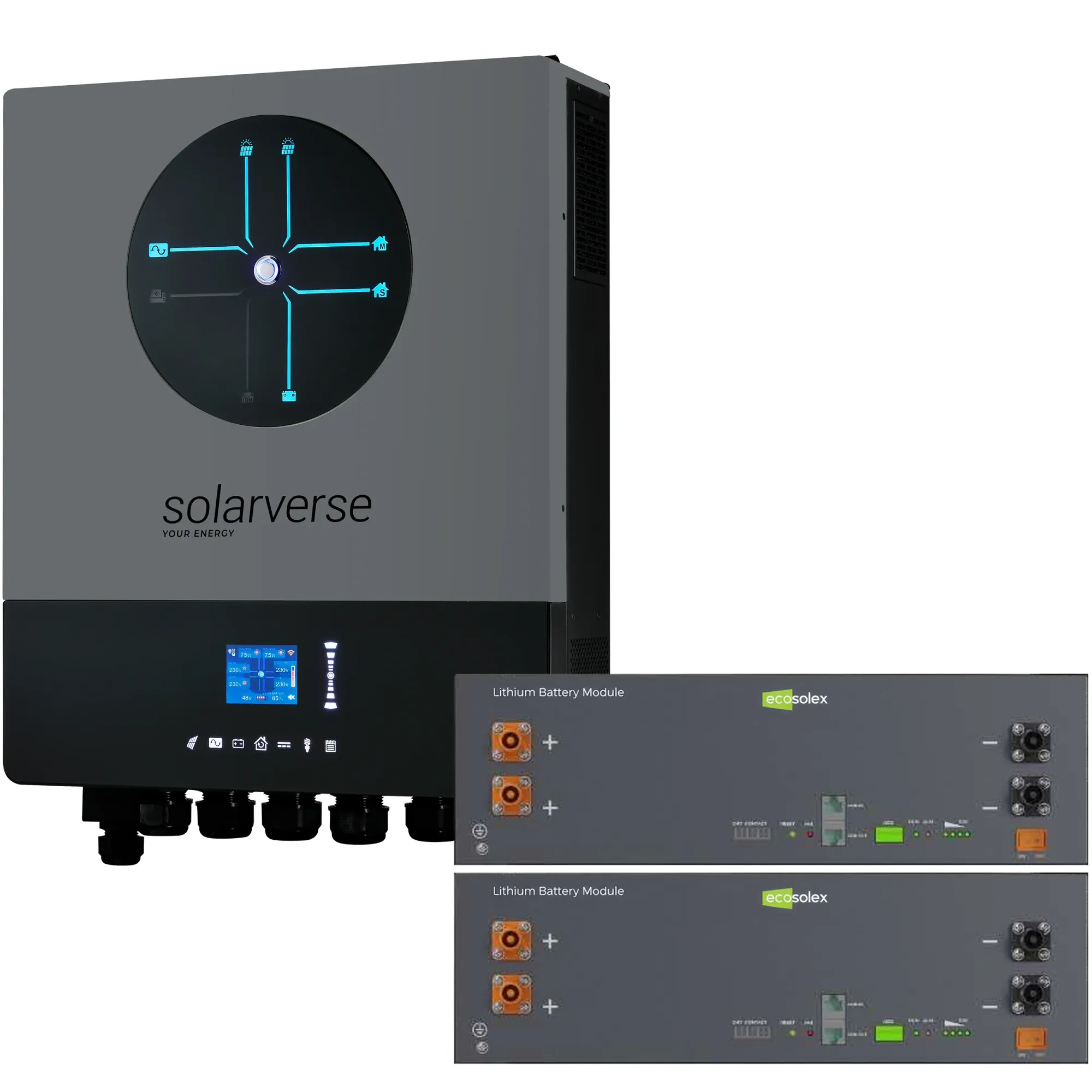 Купить Система хранения энергии Solarverse SV-1SV5K2-LEC10K1-1 5kW 10.2kWh 2BAT LiFePO4 ≥6000 циклов - фото 2
