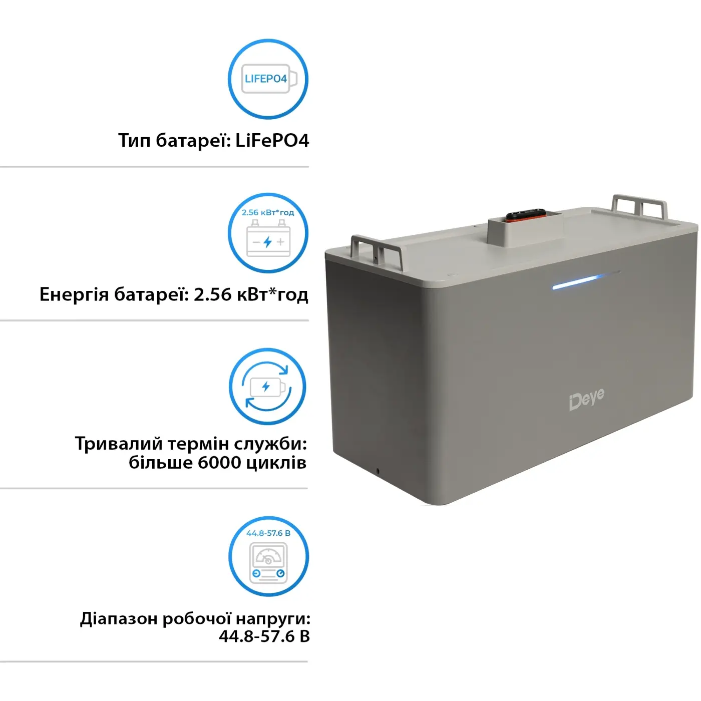 Купить Аккумуляторный модуль DEYE SUN-BK250 AE-F2.56 51.2V 50Ah 2.56kWh LiFePO4, IP65 (AE-F2.56) - фото 3