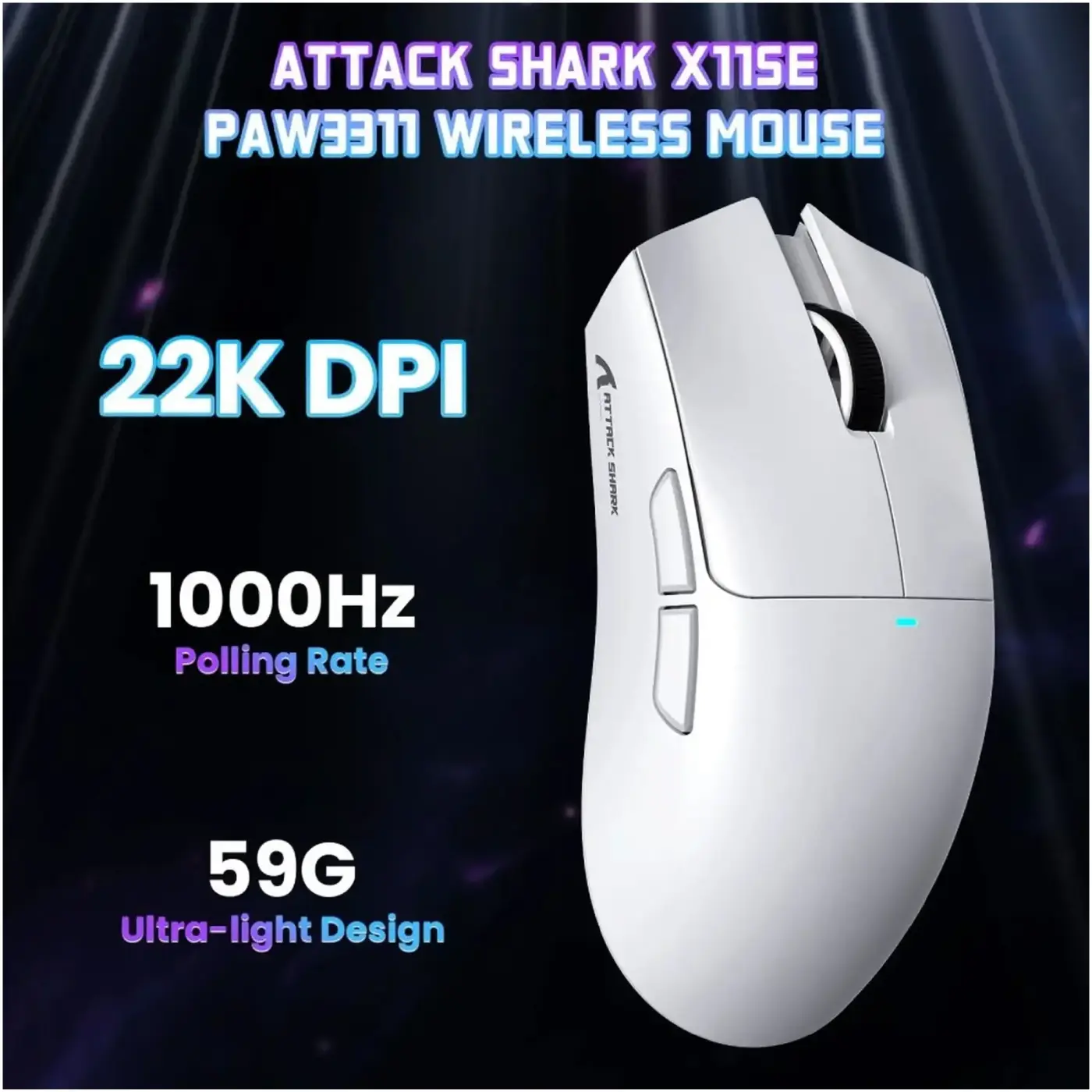 Купити Мишка Attack Shark X11SE Wireless/Bluetooth (PAW3311) White (X11SEW_AS) - фото 2