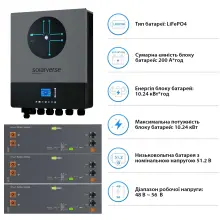 Купити Система зберігання енергії Solarverse SV-1SV8K1-LEC15K1-1 8kW 15.4kWh 3BAT LiFePO4 ≥6000 циклов - фото 5