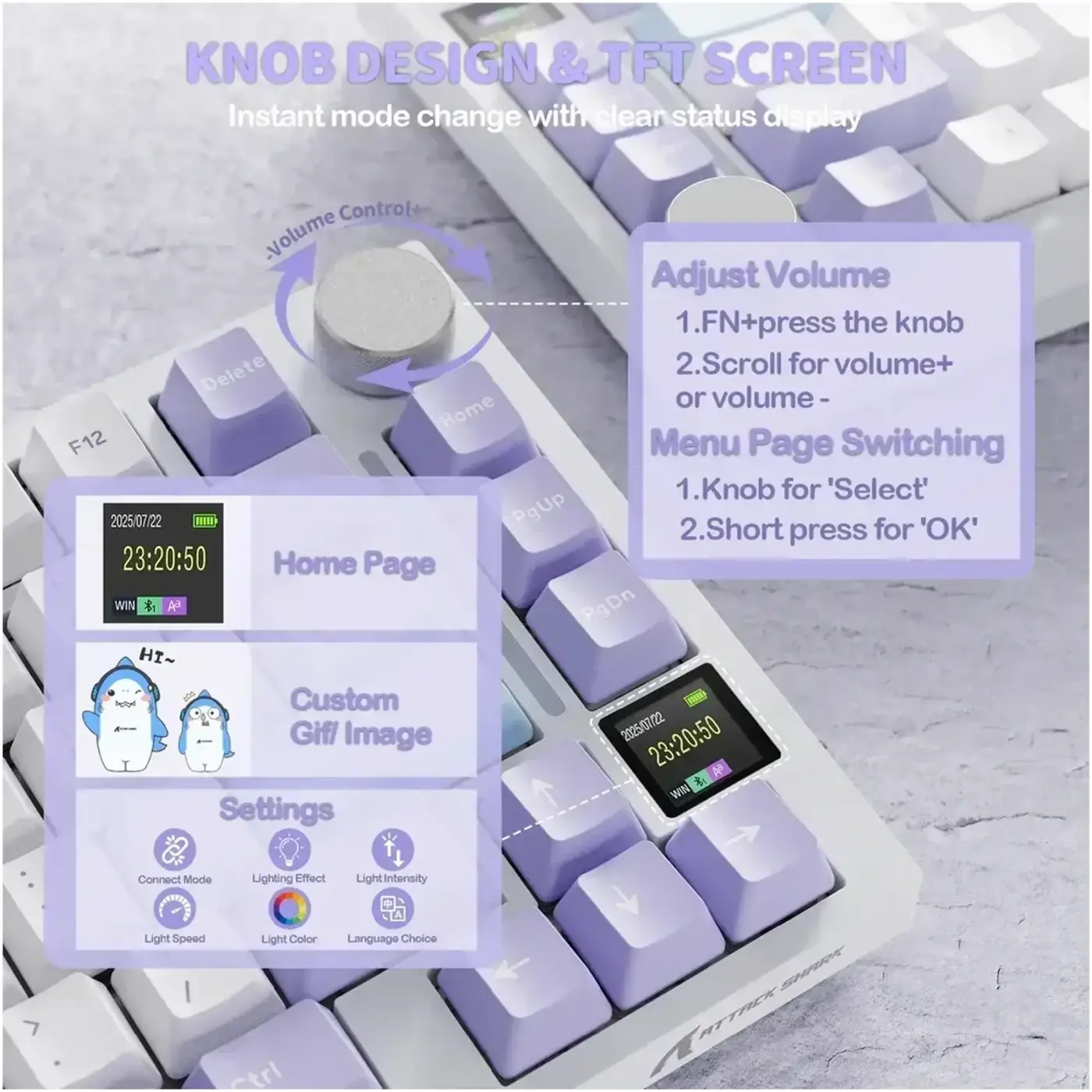 Купити Клавіатура Attack Shark X820 Ultra RGB Wireless Gift Axis White (X820ULTRAGA_AS) - фото 3