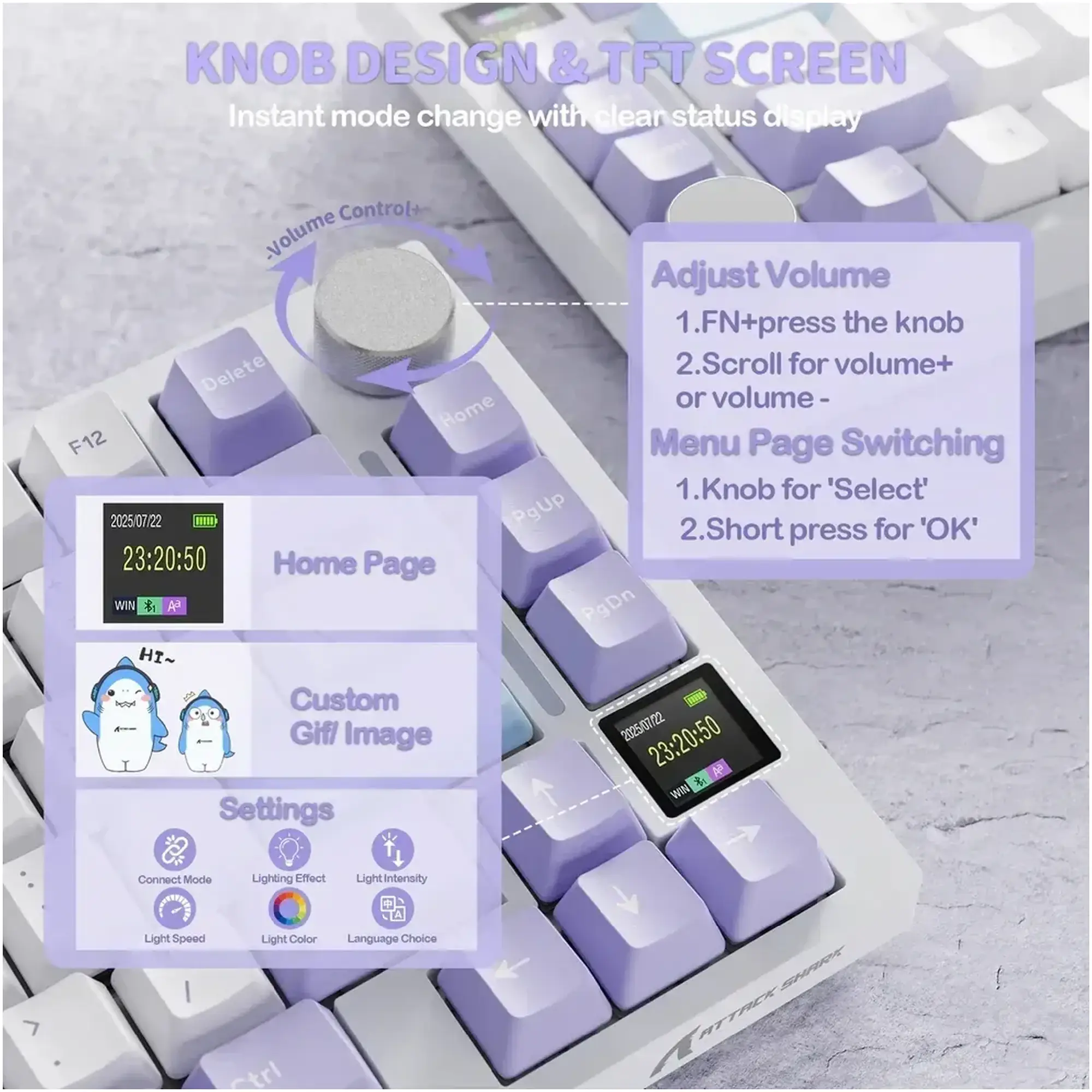 Купити Клавіатура Attack Shark X820 Ultra RGB Wireless Gift Axis White (X820ULTRAGA_AS) - фото 3