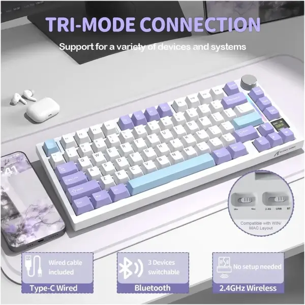 Купити Клавіатура Attack Shark X820 Ultra RGB Wireless Gift Axis White (X820ULTRAGA_AS) - фото 4