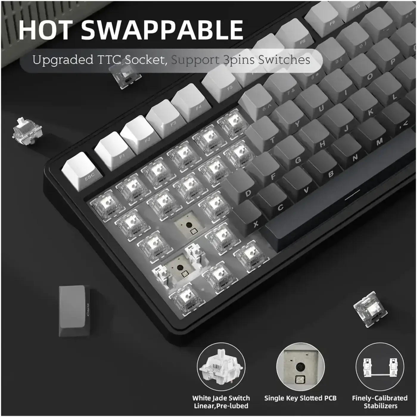 Купити Клавіатура Attack Shark X85 RGB Wireless White Jade Switch Moonlit Night (X85MN_AS) - фото 6