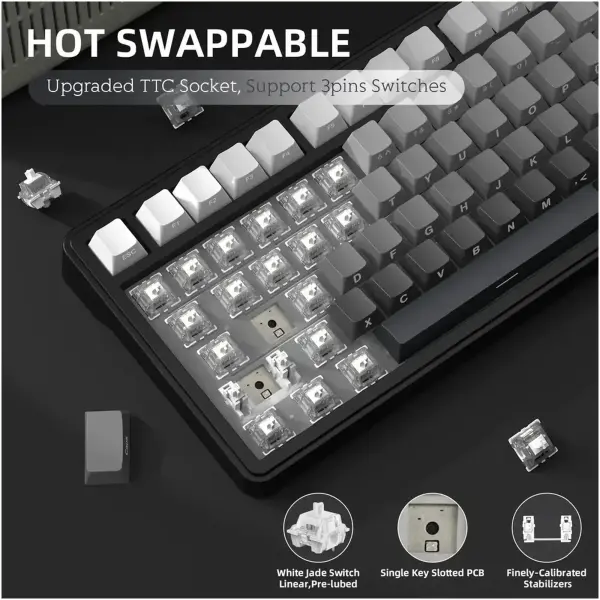 Купити Клавіатура Attack Shark X85 RGB Wireless White Jade Switch Moonlit Night (X85MN_AS) - фото 6