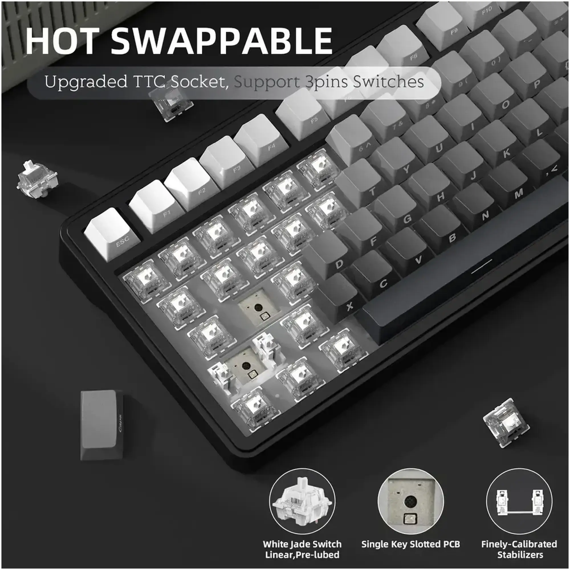 Купити Клавіатура Attack Shark X85 RGB Wireless White Jade Switch Moonlit Night (X85MN_AS) - фото 6