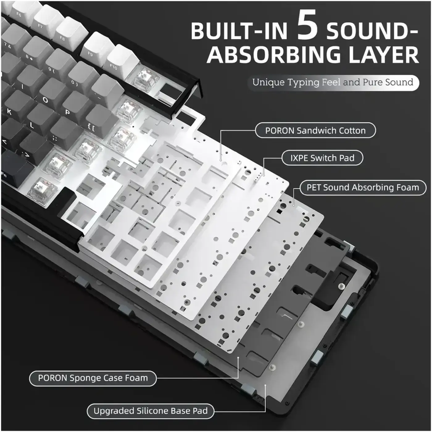 Купити Клавіатура Attack Shark X85 RGB Wireless White Jade Switch Moonlit Night (X85MN_AS) - фото 7