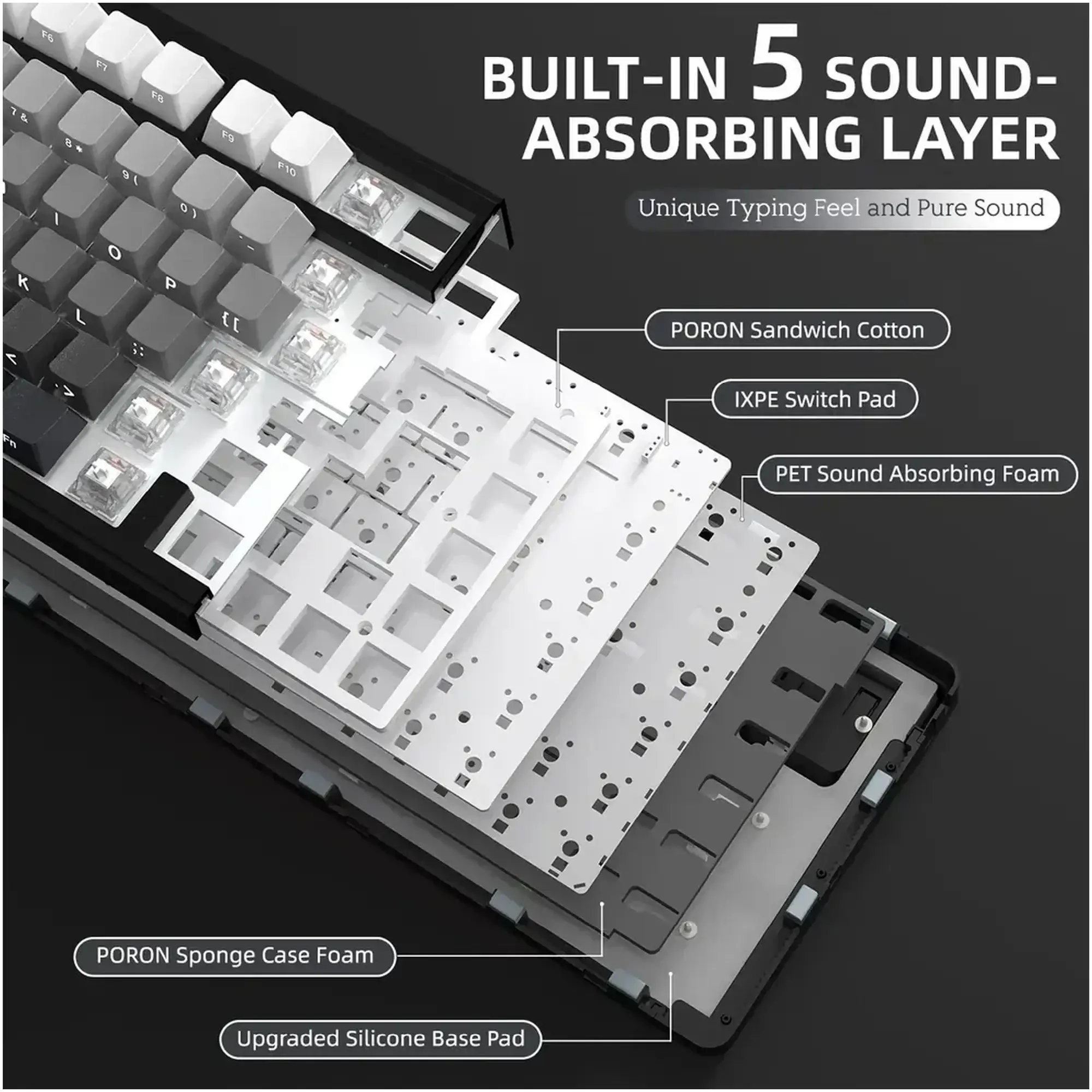 Купити Клавіатура Attack Shark X85 RGB Wireless White Jade Switch Moonlit Night (X85MN_AS) - фото 7