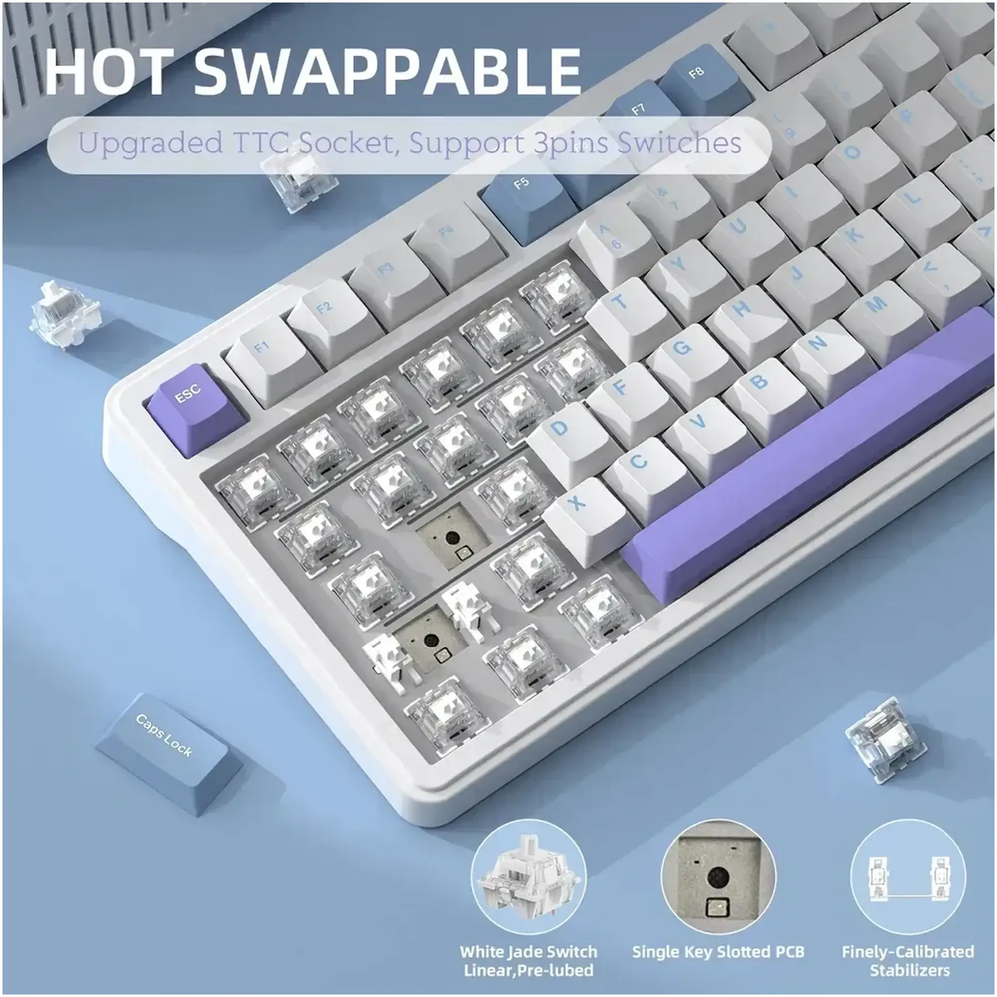 Купити Клавіатура Attack Shark X85 RGB Wireless White Jade Switch Starlight White (X85SW_AS) - фото 4