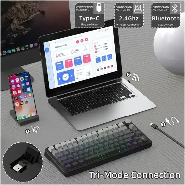 Купити Клавіатура Attack Shark X85PRO RGB Wireless Moonlit Night (X85PROMN_AS) - фото 7