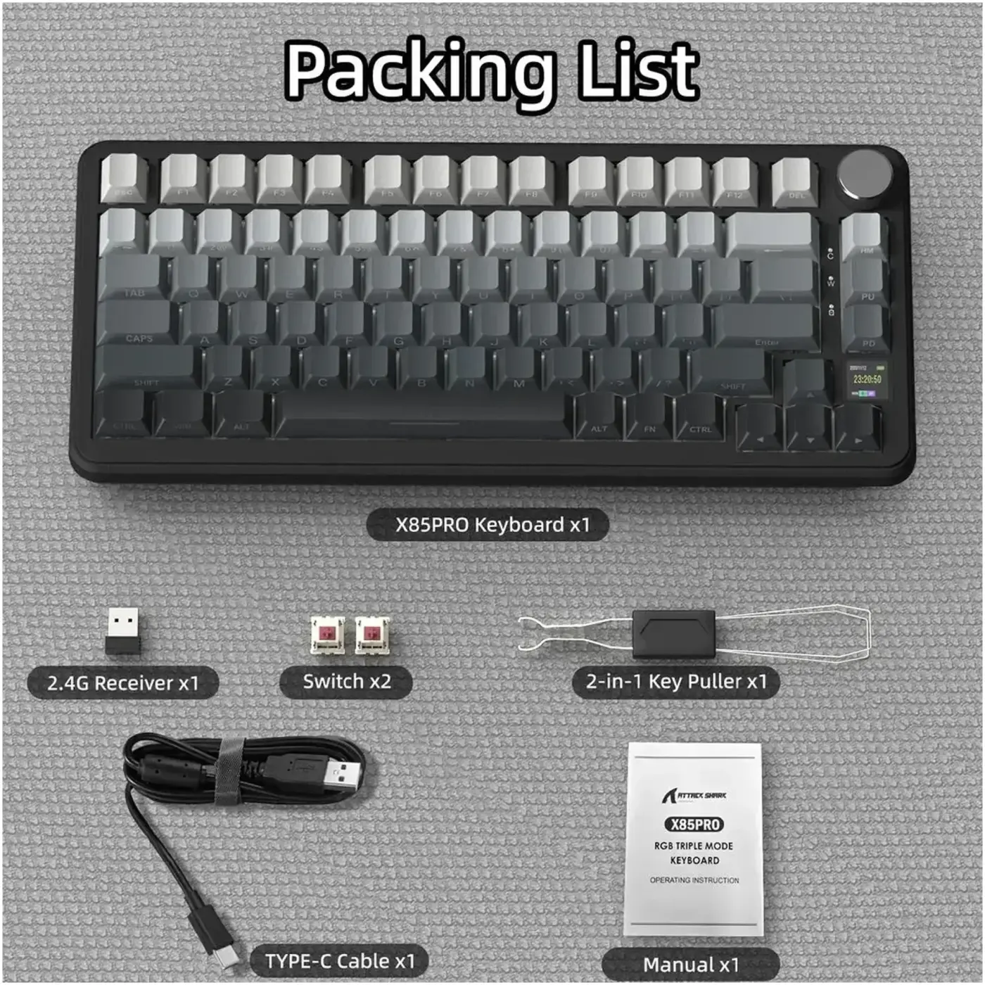 Купити Клавіатура Attack Shark X85PRO RGB Wireless Moonlit Night (X85PROMN_AS) - фото 8