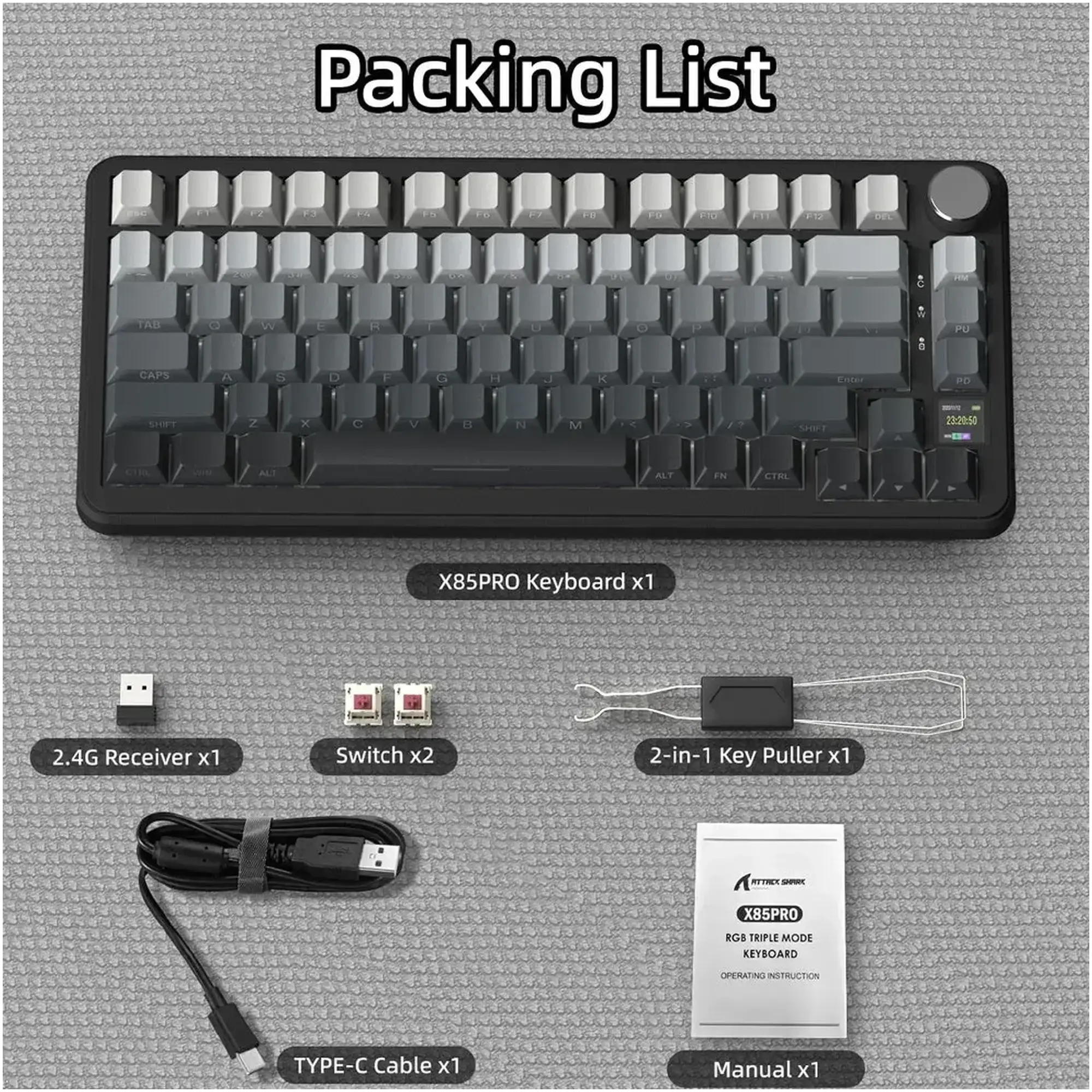 Купити Клавіатура Attack Shark X85PRO RGB Wireless Moonlit Night (X85PROMN_AS) - фото 8