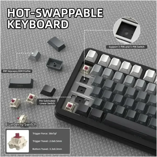 Купити Клавіатура Attack Shark X85PRO RGB Wireless Moonlit Night (X85PROMN_AS) - фото 9