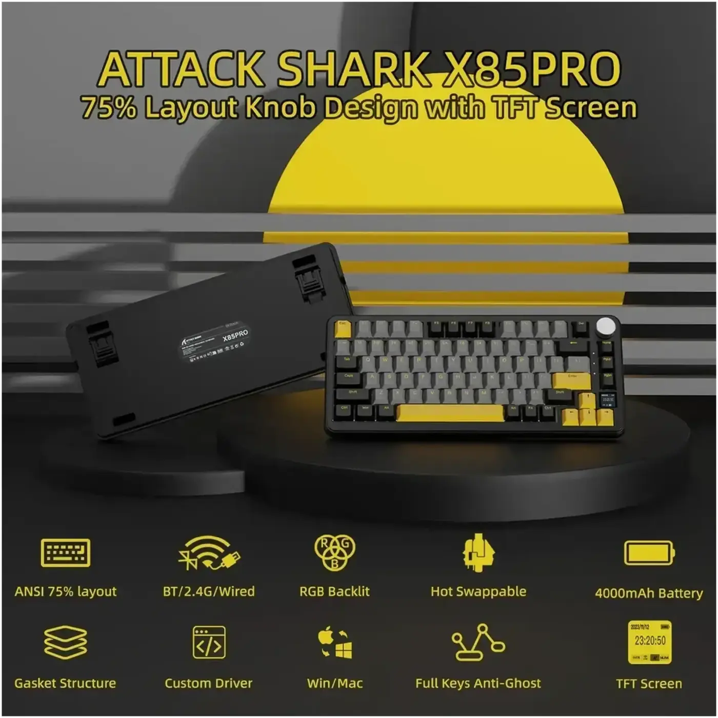 Купити Клавіатура Attack Shark X85PRO RGB Wireless Star Black (X85PROSB_AS) - фото 3