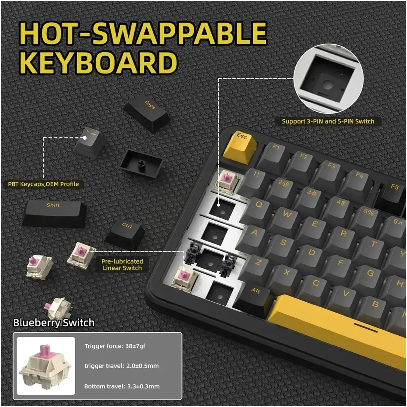 Купити Клавіатура Attack Shark X85PRO RGB Wireless Star Black (X85PROSB_AS) - фото 4