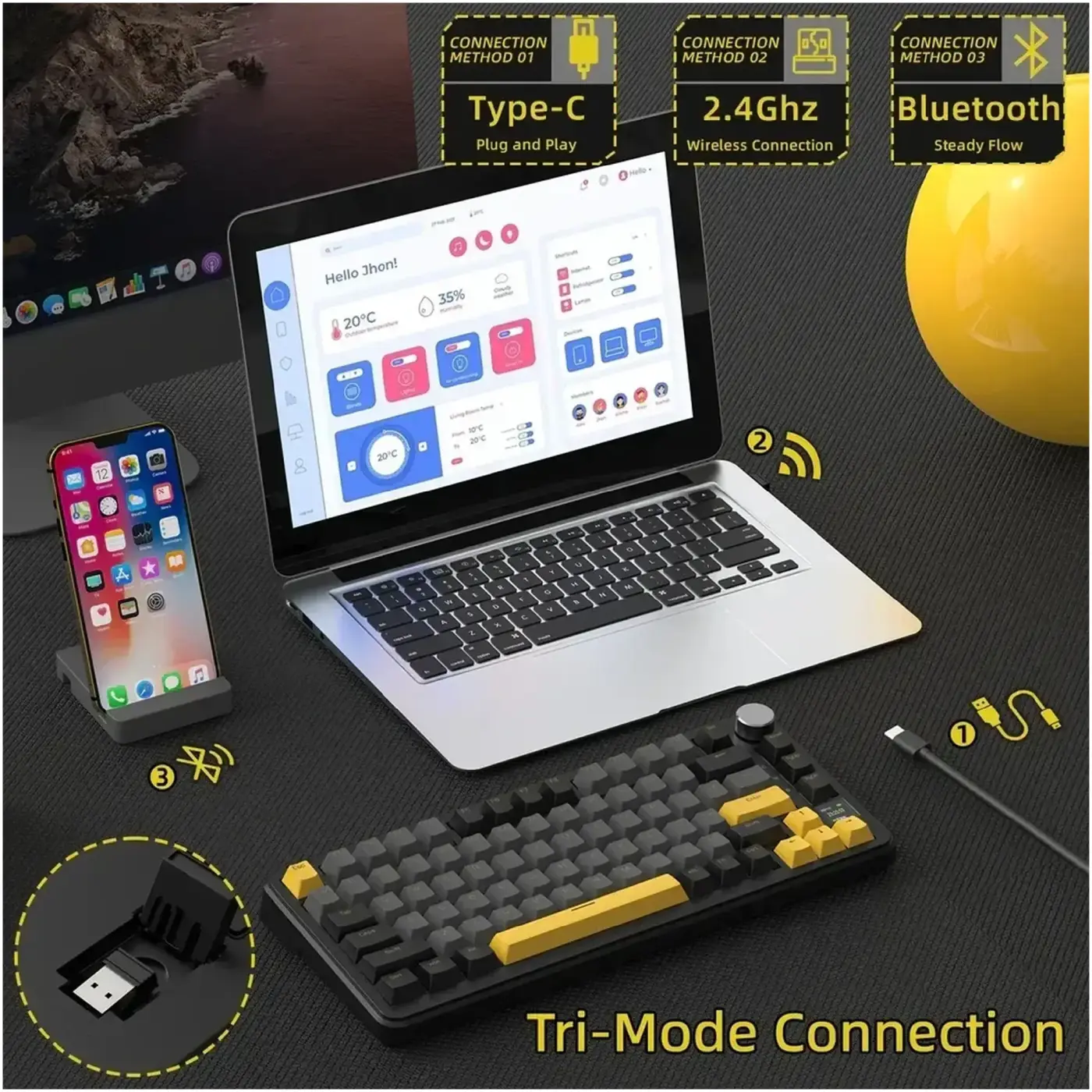 Купити Клавіатура Attack Shark X85PRO RGB Wireless Star Black (X85PROSB_AS) - фото 8