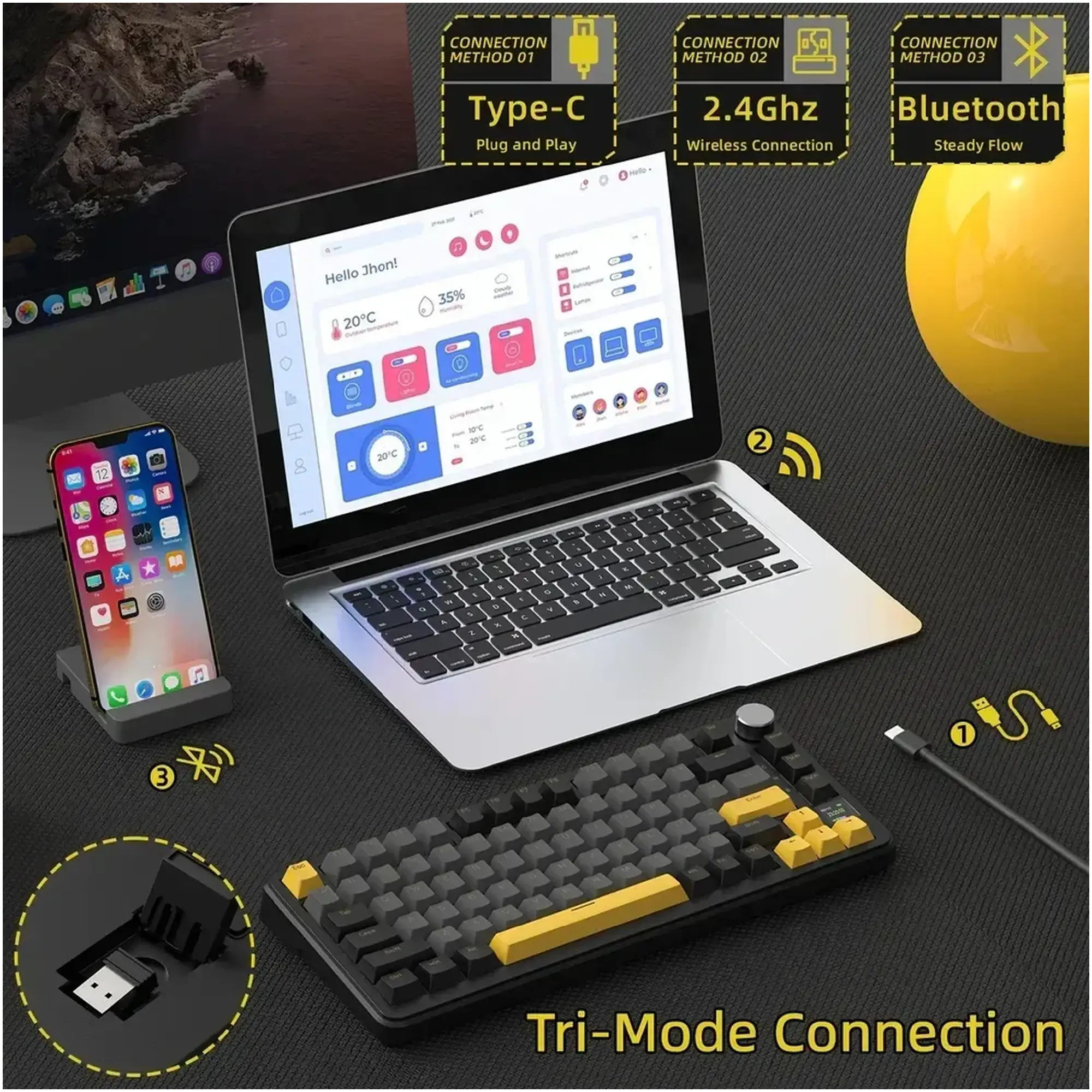 Купити Клавіатура Attack Shark X85PRO RGB Wireless Star Black (X85PROSB_AS) - фото 8