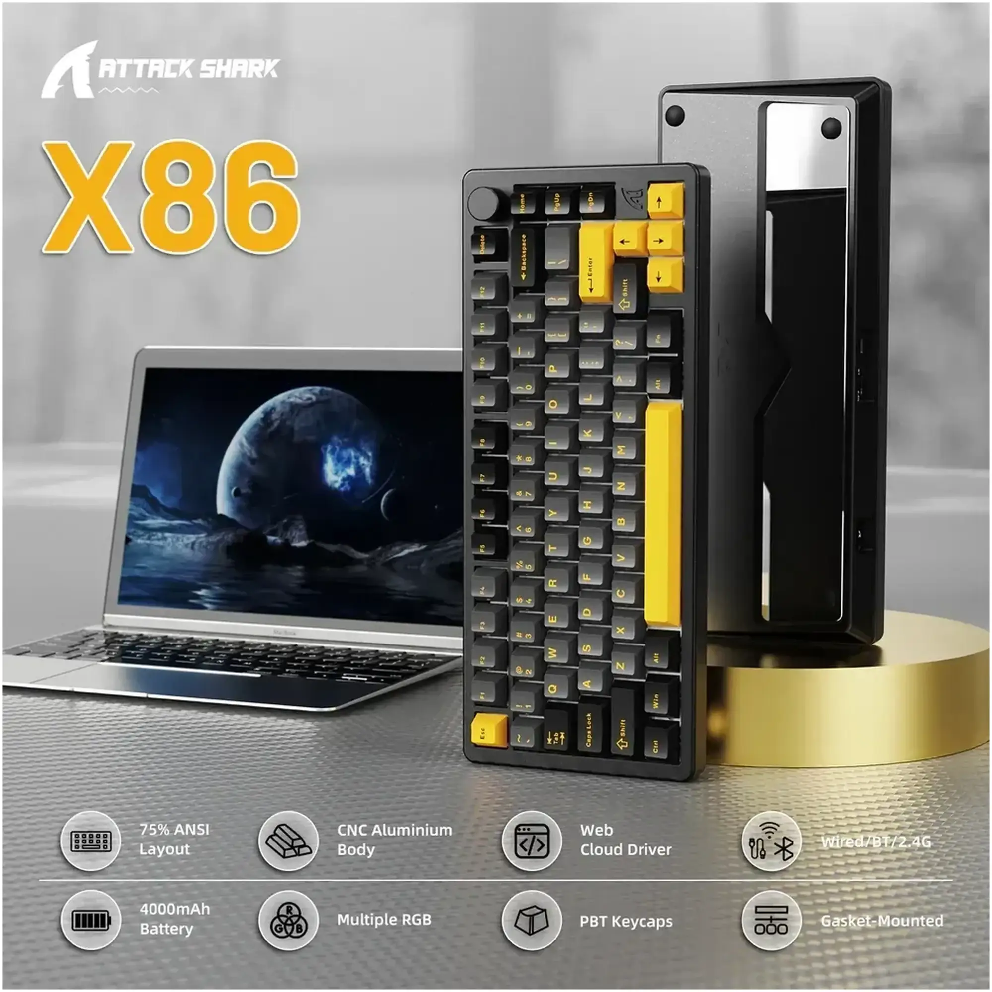 Купити Клавіатура Attack Shark X86 RGB Wireless Matcha Switch Star Black (X86SB_AS) - фото 6