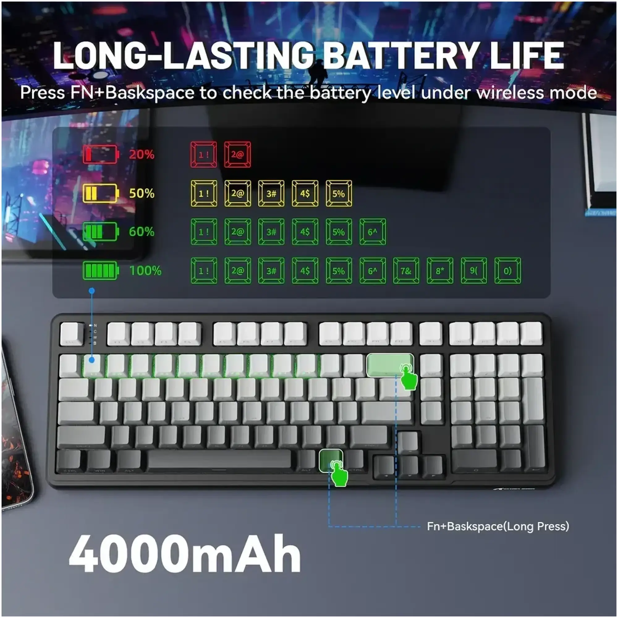 Купити Клавіатура Attack Shark X98 RGB Wireless Moonlight Night (X98ML_AS) - фото 7