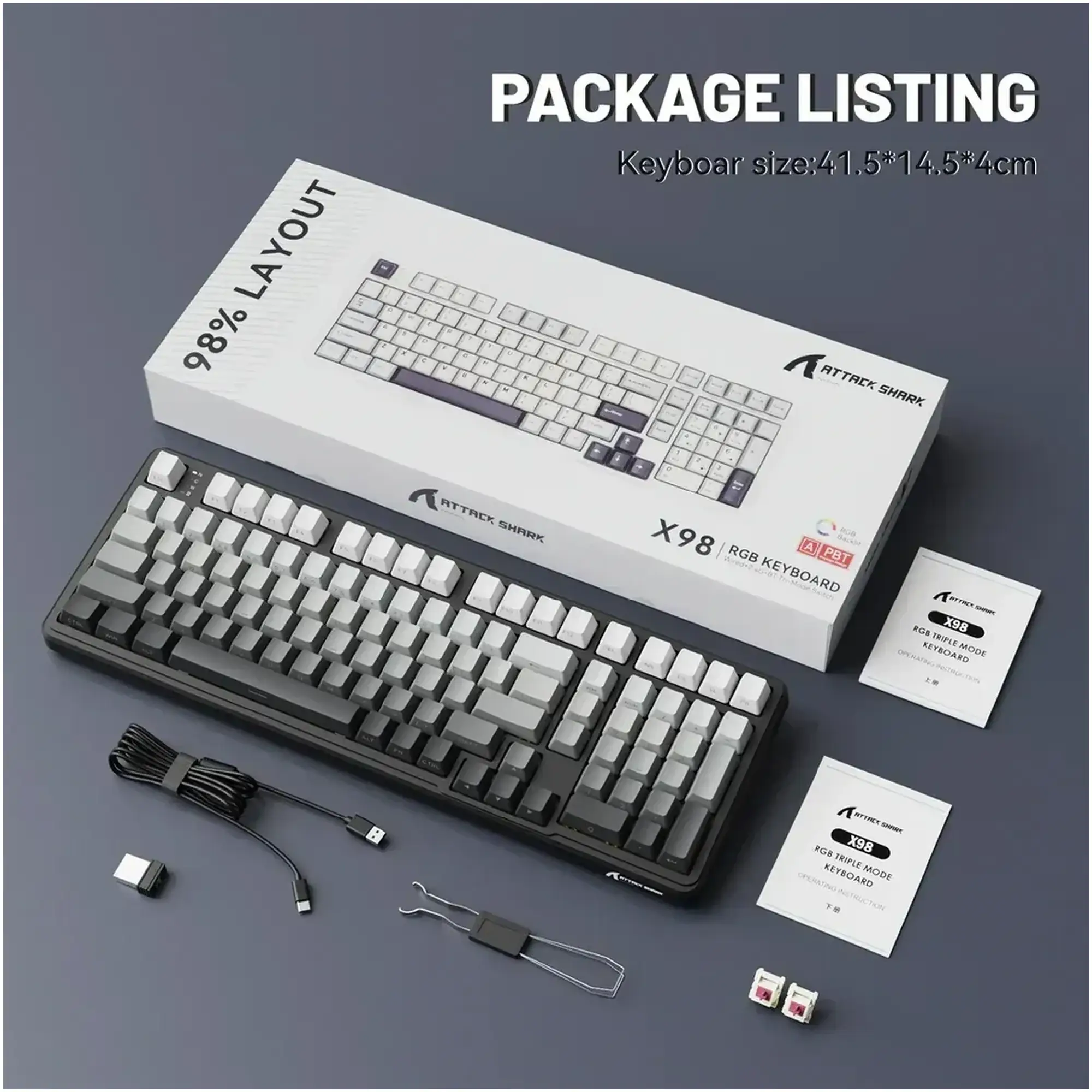 Купити Клавіатура Attack Shark X98 RGB Wireless Moonlight Night (X98ML_AS) - фото 9