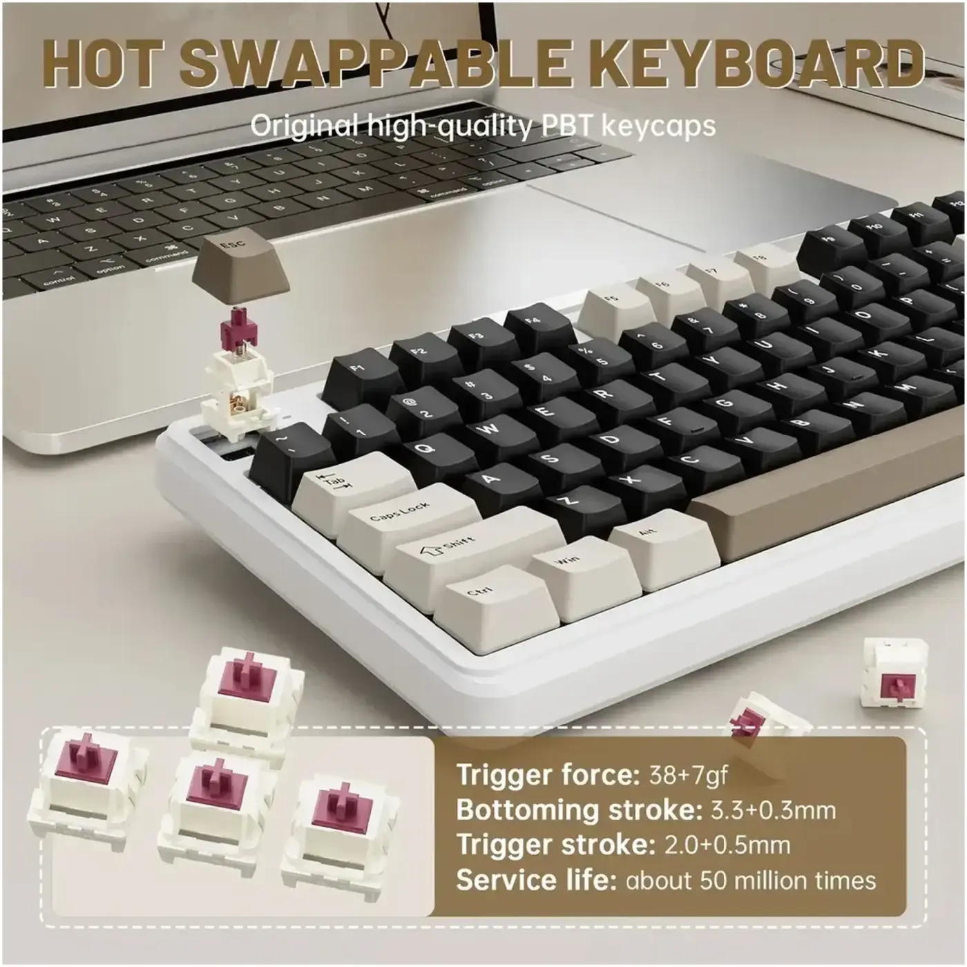 Купити Клавіатура Attack Shark X98 Pro RGB Wireless TFT Cheese white (X98PROCW_AS) - фото 2