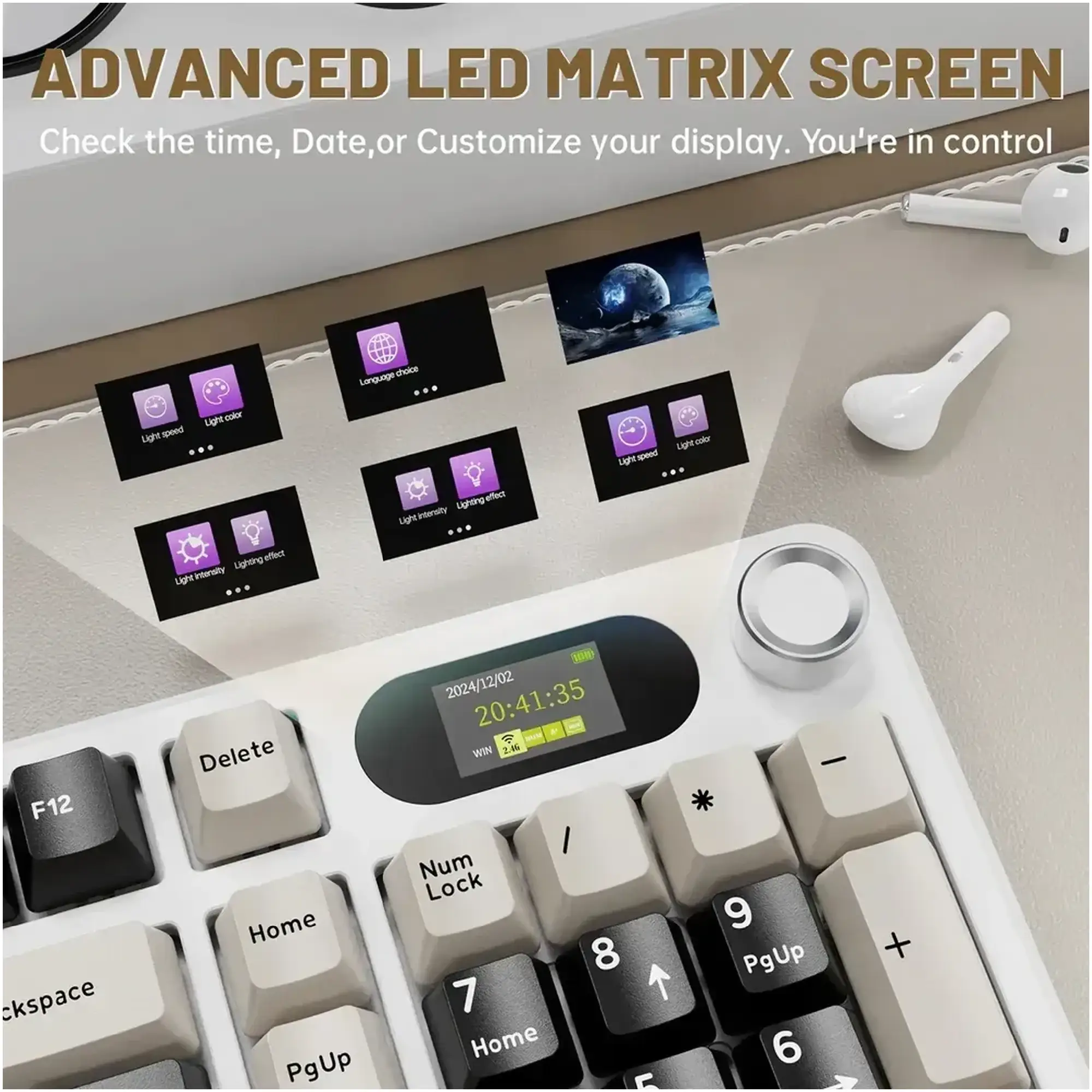 Купити Клавіатура Attack Shark X98 Pro RGB Wireless TFT Cheese white (X98PROCW_AS) - фото 4