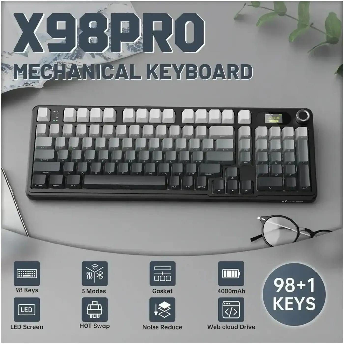 Купити Клавіатура Attack Shark X98 Pro RGB Wireless TFT Moonlit Night (X98PROMN_AS) - фото 4