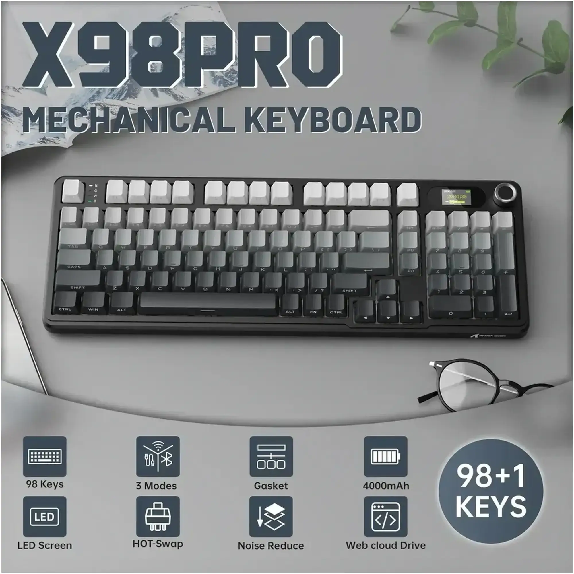 Купити Клавіатура Attack Shark X98 Pro RGB Wireless TFT Moonlit Night (X98PROMN_AS) - фото 4