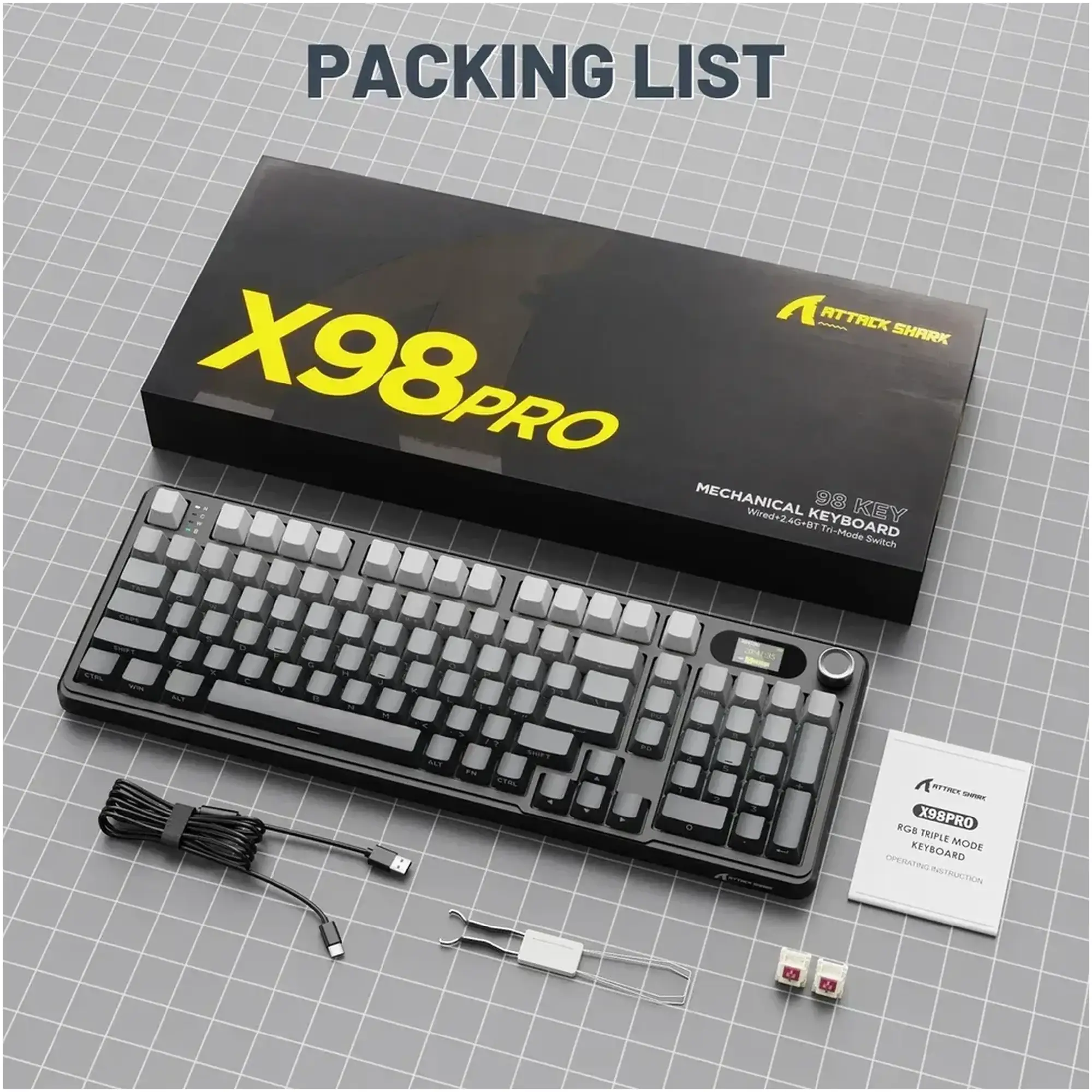 Купити Клавіатура Attack Shark X98 Pro RGB Wireless TFT Moonlit Night (X98PROMN_AS) - фото 9