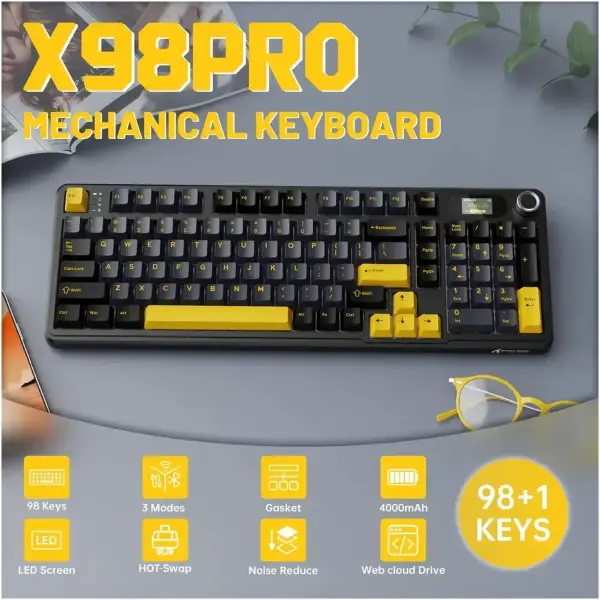 Купити Клавіатура Attack Shark X98 Pro RGB Wireless TFT Star Black (X98PROSB_AS) - фото 7