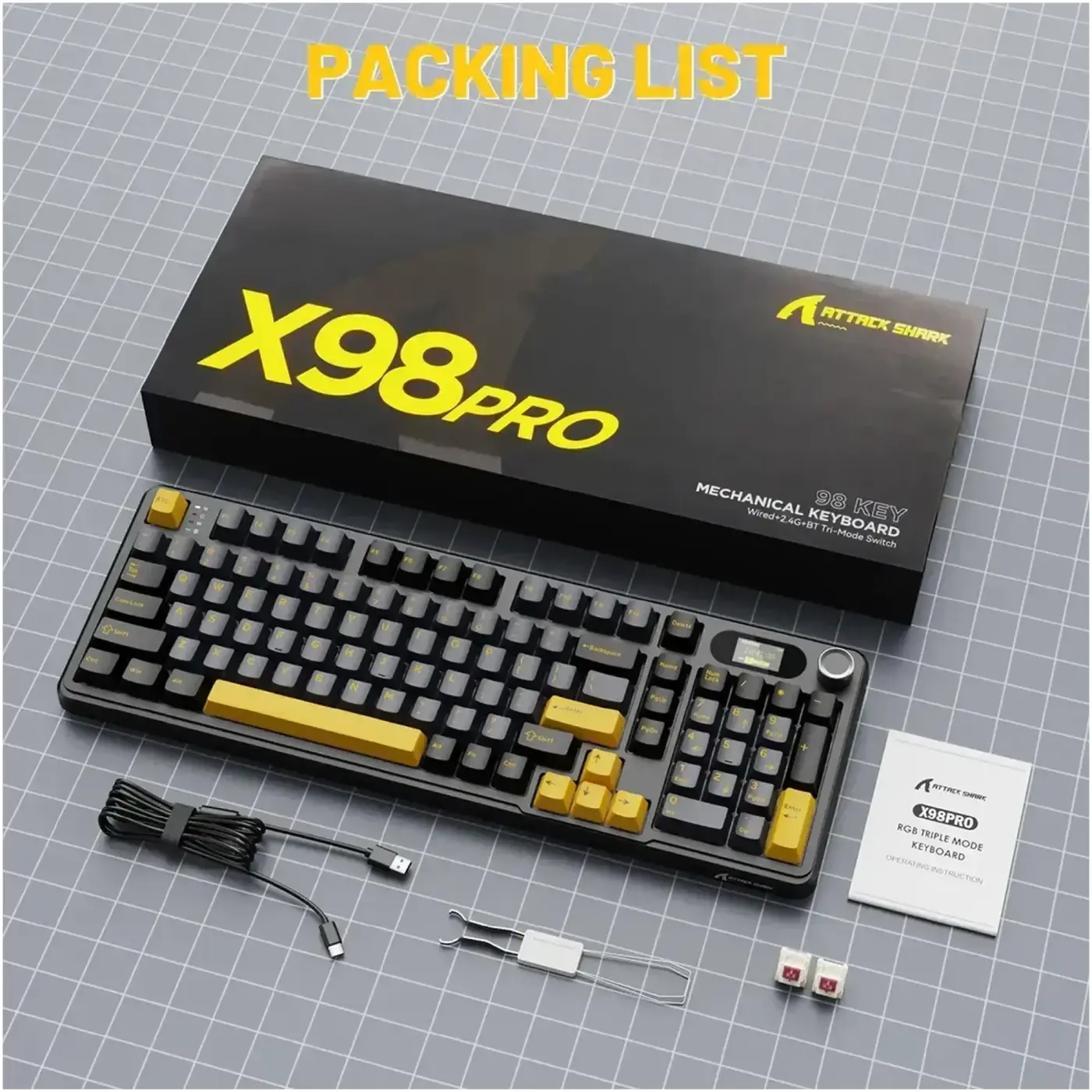 Купити Клавіатура Attack Shark X98 Pro RGB Wireless TFT Star Black (X98PROSB_AS) - фото 9