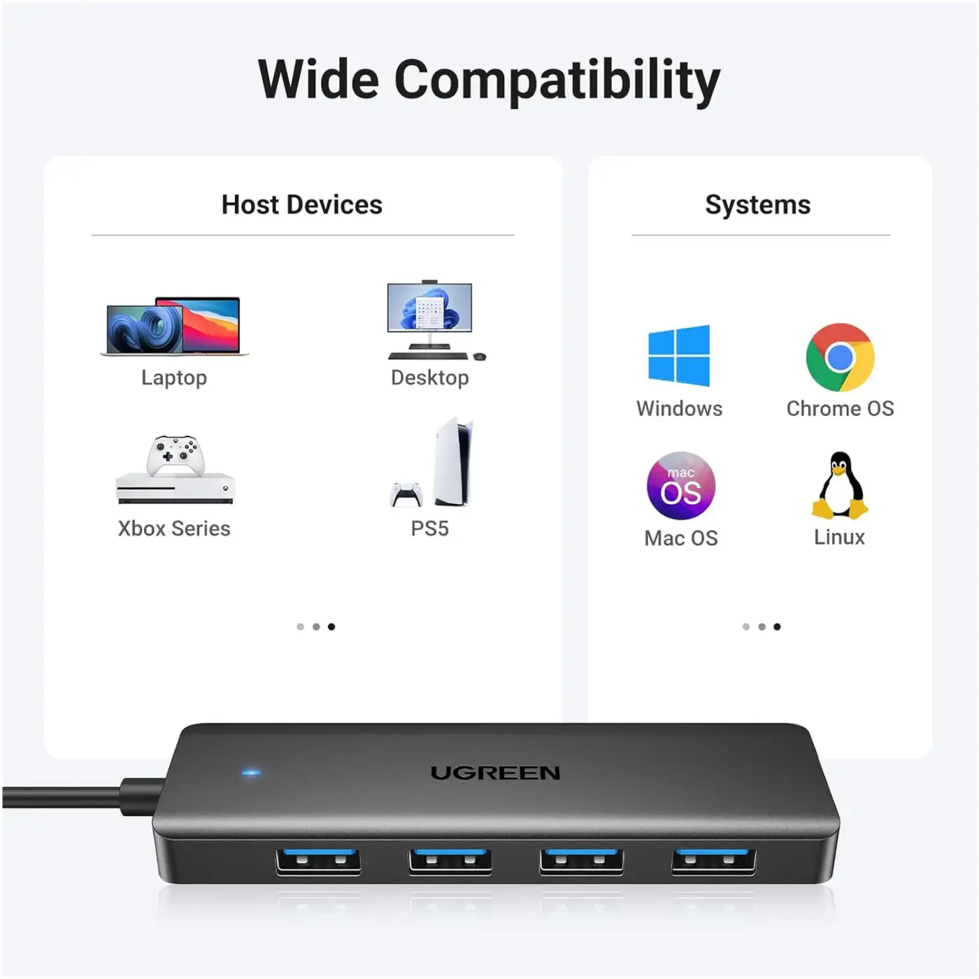 Купити USB-хаб UGREEN CM219 4-in-1 USB-A Hub (UGR-35574) - фото 5