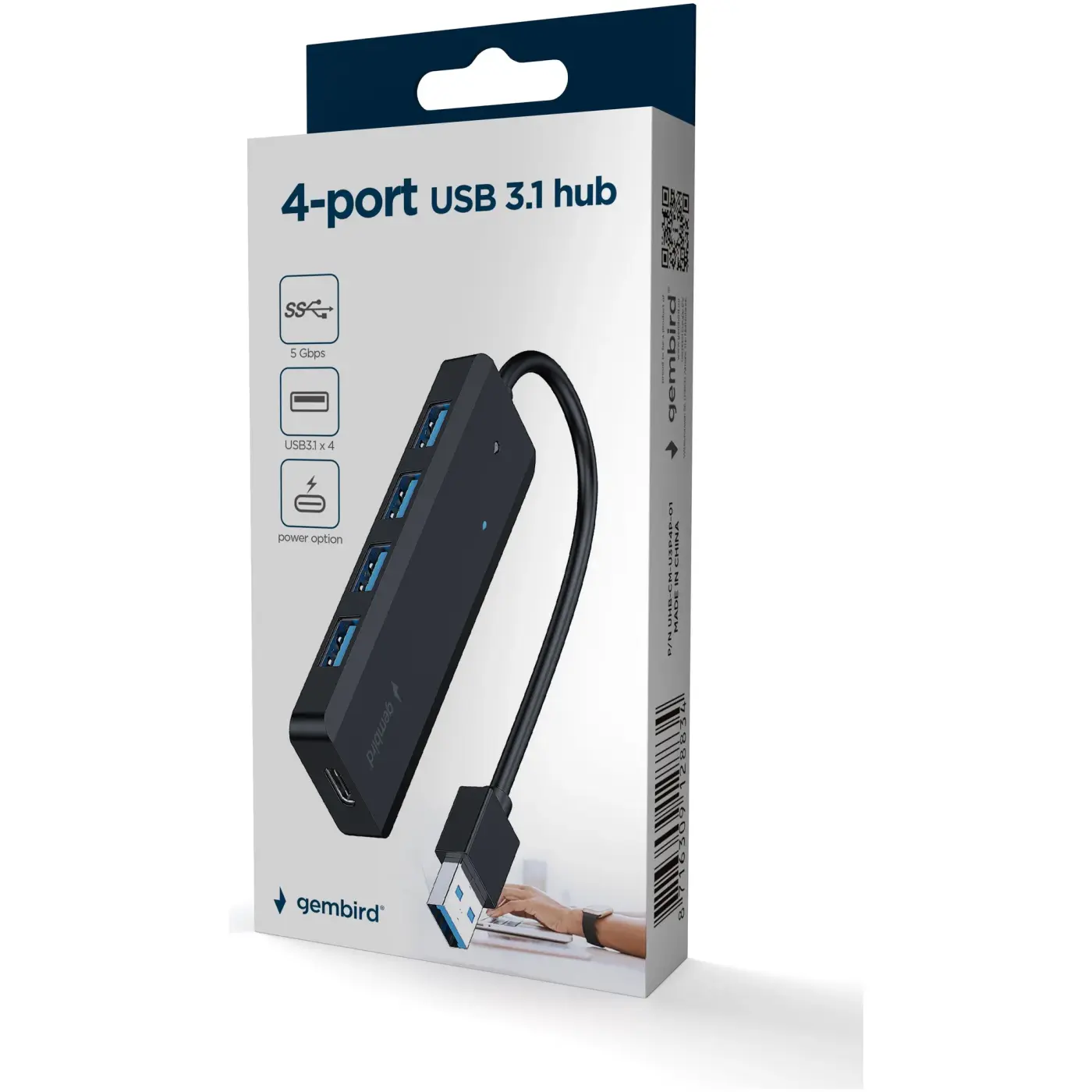 Купить Концентратор Gembird 4 ports USB 3.1,USB-A, USB-C PD (UHB-U3P4P-02) - фото 4