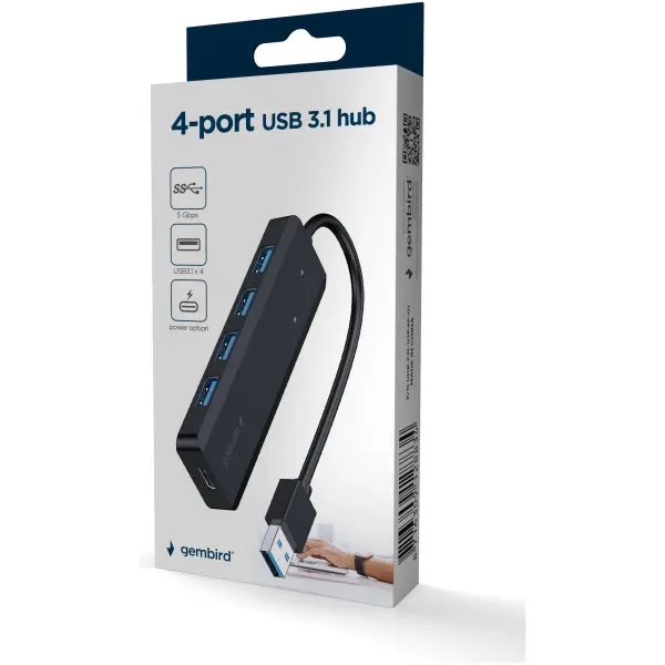 Купить Концентратор Gembird 4 ports USB 3.1,USB-A, USB-C PD (UHB-U3P4P-02) - фото 4