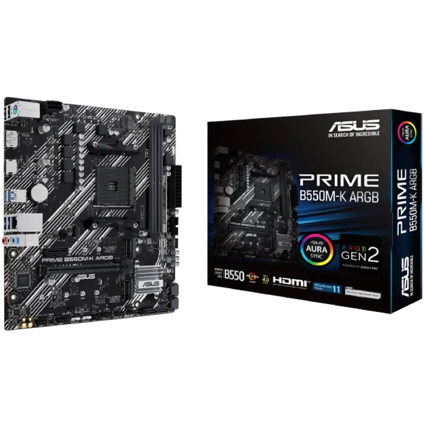 Купити Материнська плата ASUS PRIME B550M-K ARGB (sAM4, AMD B550, DDR4, mATX) - фото 1